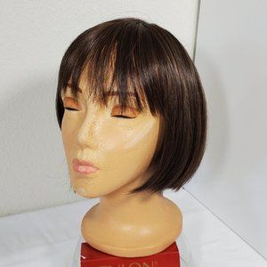Classic Bob Wig with Bangs Mono Part Warm Brunette